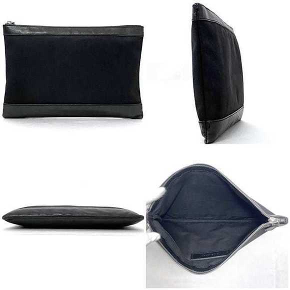 Balenciaga Clip Navy Leather Clutch Blue zipper Bag Black - Picture 1 of 9